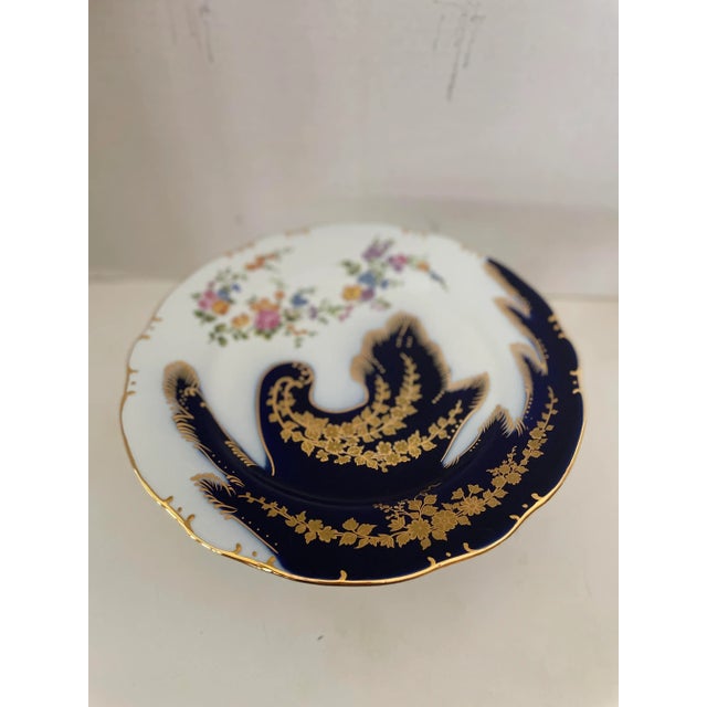 Ceramic 1980s Vintage "Casati Fine Porcelains" Germany Floral & Decorative Hand Painted Cake/Desert Pedestal For Sale - Image 7 of 8