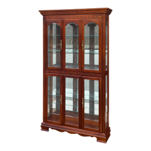 Vintage Pulaski Furniture Traditional Chippendale Auburn Cherry 4 Door Curio Cabinet
