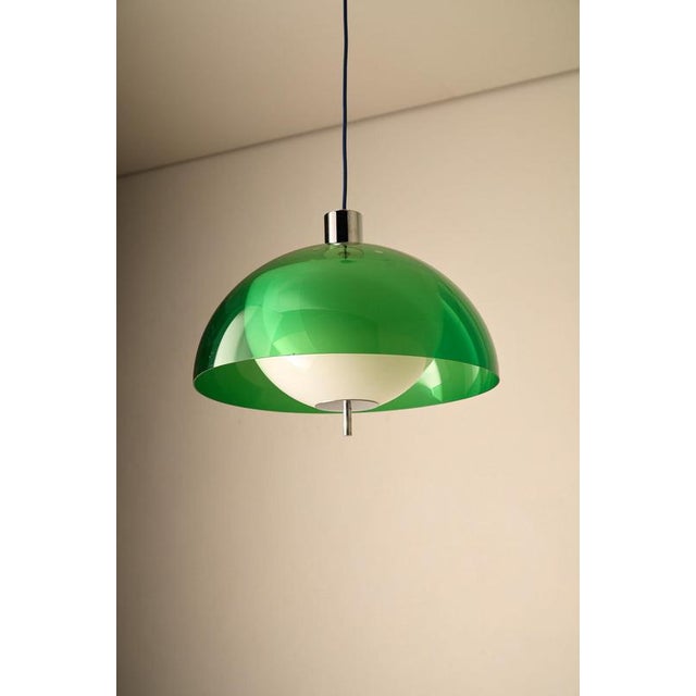 Space Age Green Semi-Sphere Pendant with White Diffuser, 1970s For Sale - Image 9 of 10