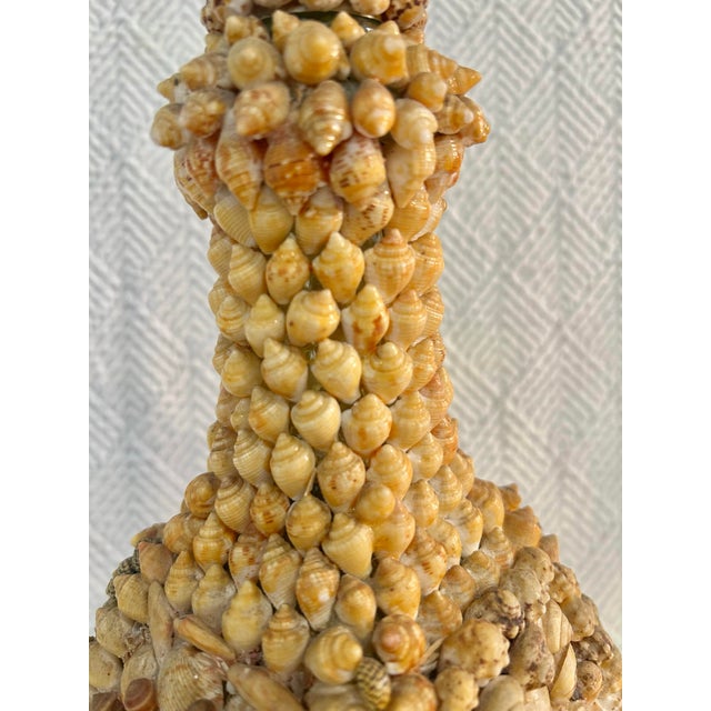 “Vintage Mid-Century Shell-Encrusted Decanter or Memory Bottle – Folk Art Coastal Grotto Shellwork.” For Sale - Image 4 of 12