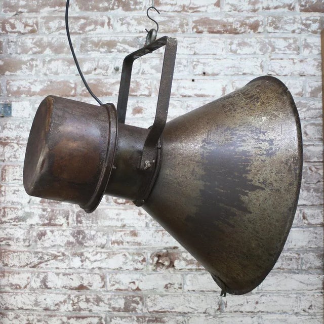 Mid-Century Industrial Rust Brown Metal Pendant Lamp For Sale - Image 6 of 11
