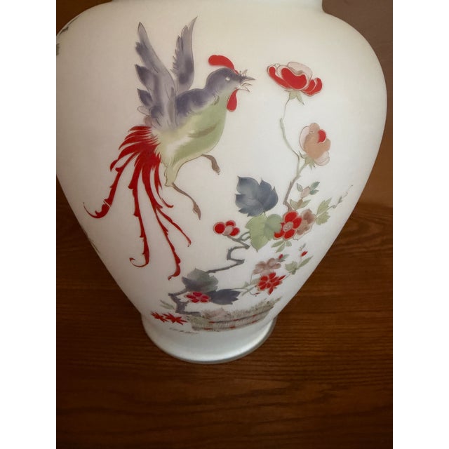 White Large Vintage Italian Satin Glass Chinoiserie Ginger Jar For Sale - Image 8 of 16