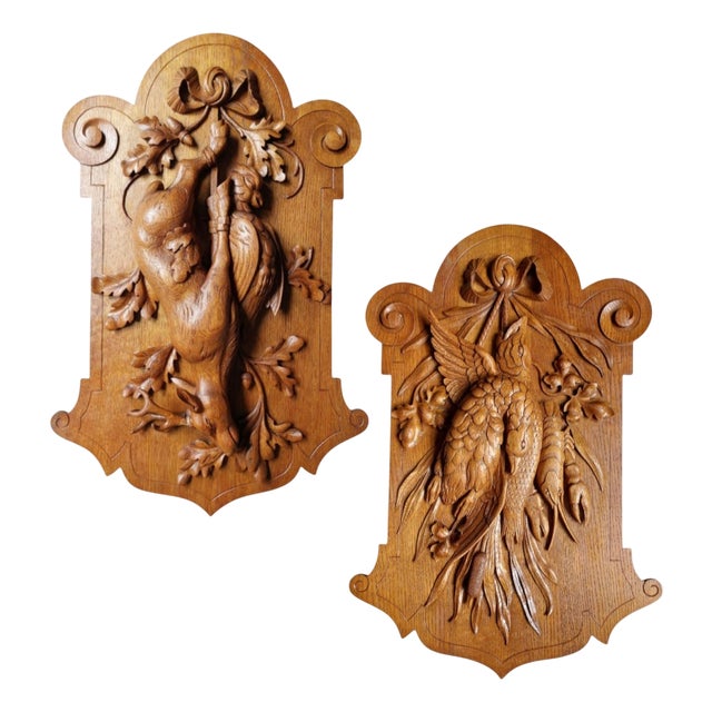 Black Forest Hunt Ing Wall Trophy, 1950s, Set of 2 For Sale