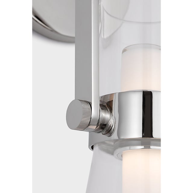 Modern Ian K. Fowler for Visual Comfort Signature Larkin Medium Conical Bracketed Sconce in Polished Nickel with Clear Glass For Sale - Image 3 of 8