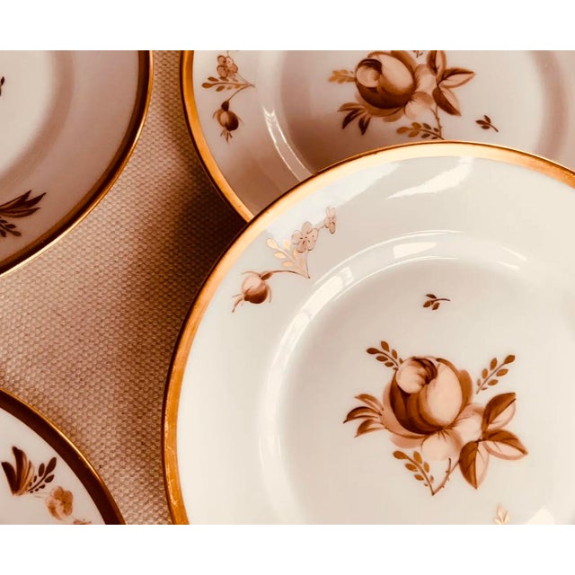 Mid-Century Modern 1960s Royal Copenhagen Brown Rose Hand-Painted Porcelain Small Plates Set of 6 For Sale - Image 3 of 15