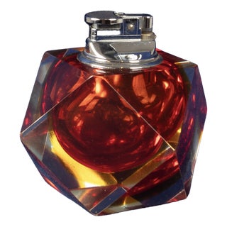Faceted Murano Sommerso Glass Table Lighter by Alessandro Mandruzzato, 1970 For Sale