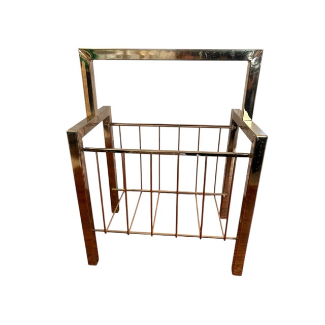 Mid 20th Century Midcentury Modern Vintage Chrome Metal Magazine Rack/ Holder For Sale - Image 5 of 12