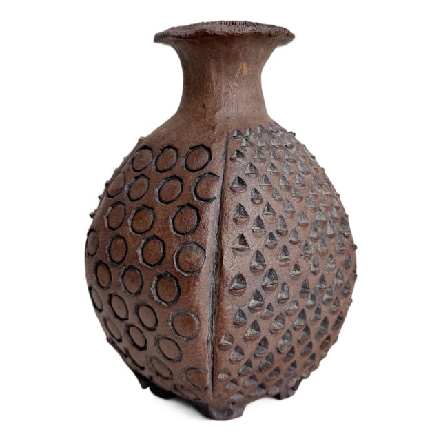 1970's Brutalist Stoneware Vase For Sale