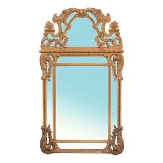 Neoclassical Rectangular Hand Carved Wooden Mirror with Gold Foil, 1970 For Sale