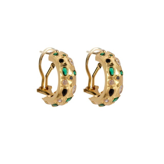 The Amaya Hoops blend vintage charm with modern flair. Crafted from vibrant semi-precious stones, these colorful earrings...