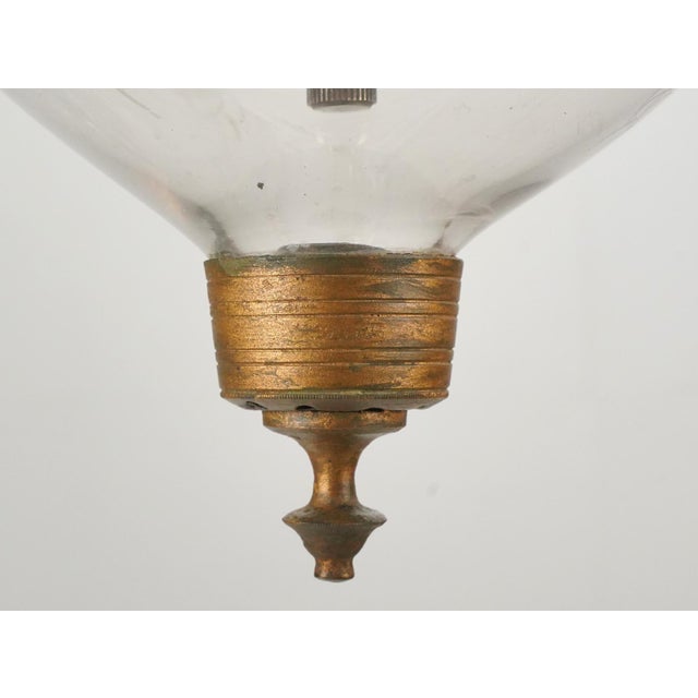 Metal Antique 12.5 In. Clear Etched Crystal Bell Jar Pendant Light For Sale - Image 7 of 14