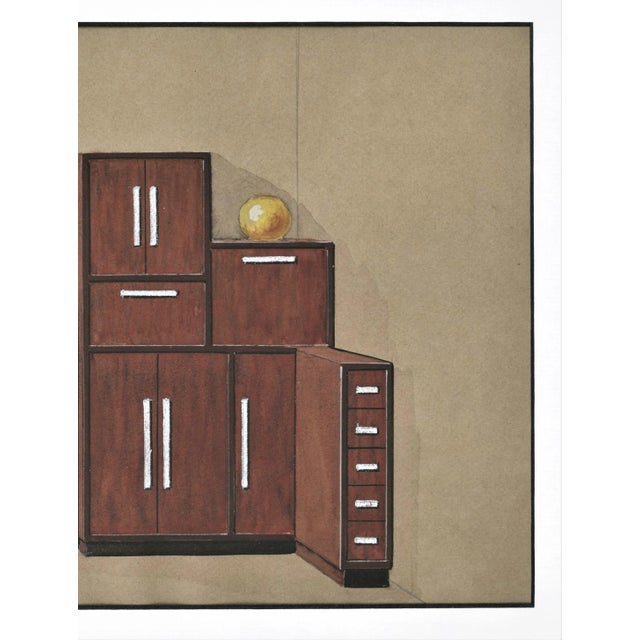 1930s 1930 French Art Deco Furniture Drawing Design For Sale - Image 5 of 6