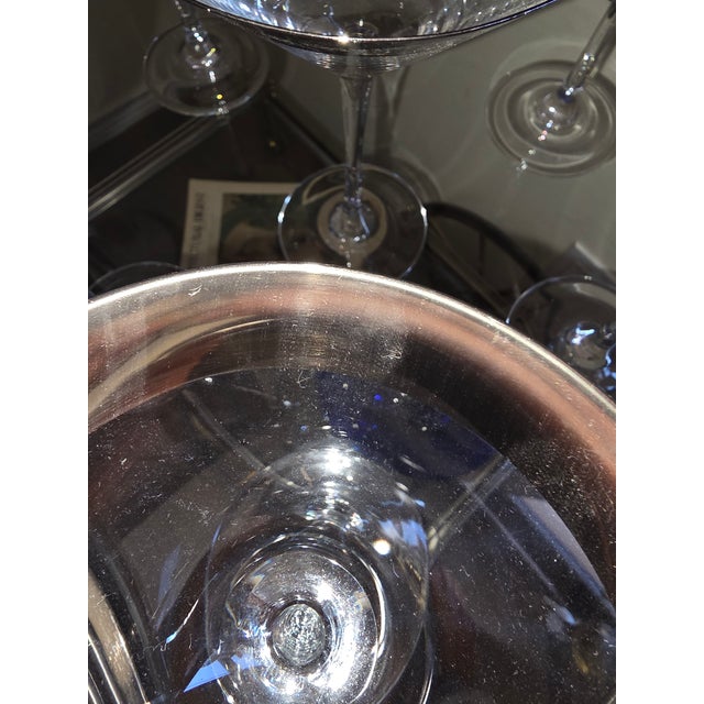 Mid-Century Modern 1950s Eight Silver Rimmed Martini Glasses For Sale - Image 3 of 8