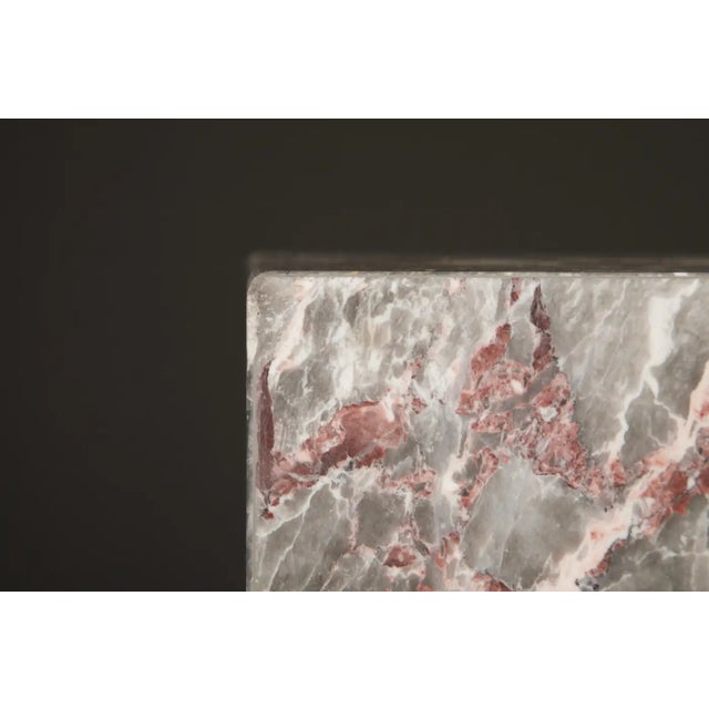1980's Post-Modern Pink and Grey Exotic Marble Column Pedestal For Sale - Image 14 of 15