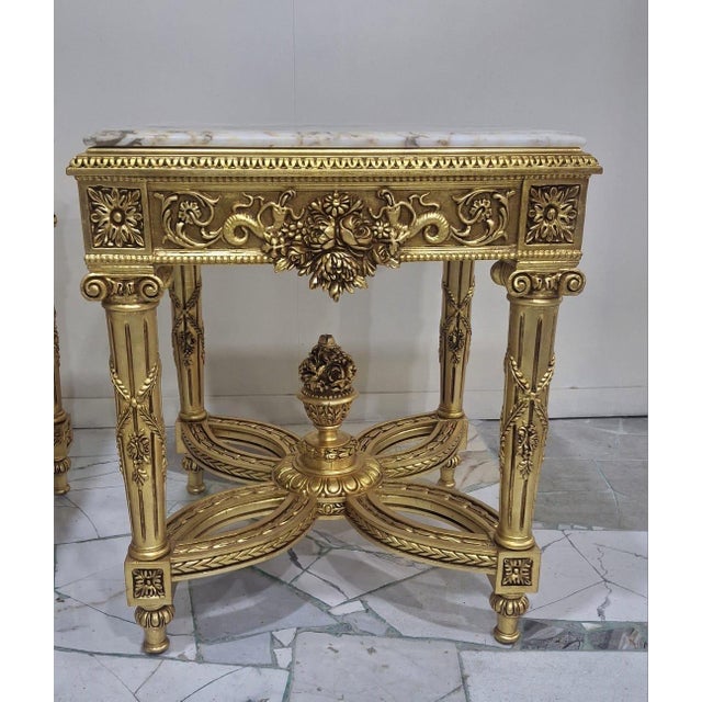 Vintage Gueridon Side Table Marble Top 26  For Sale - Image 4 of 6