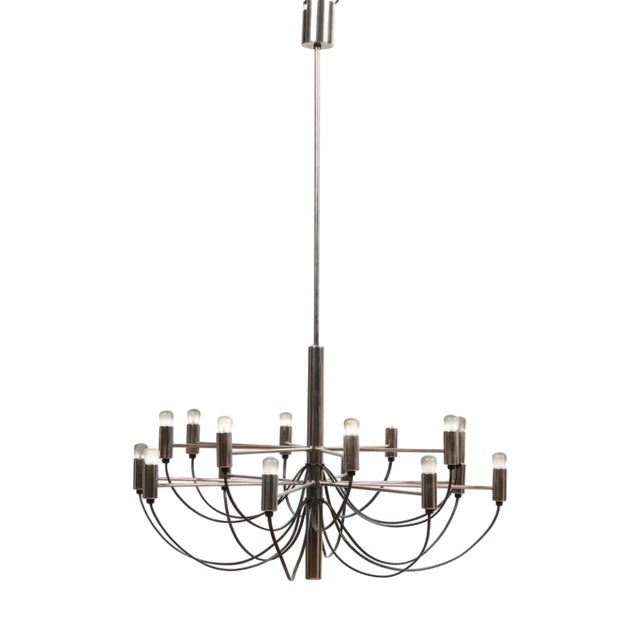 16-Flame Chandelier by Gino Sarfatti for Flos For Sale