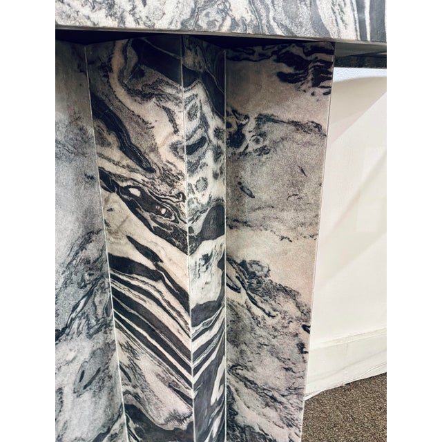 2020s Contemporary Gray and Black Marble Console Table For Sale - Image 5 of 6