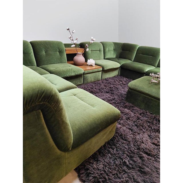 Green Vintage Modular Sofa in Velvet, 1970s For Sale - Image 8 of 8