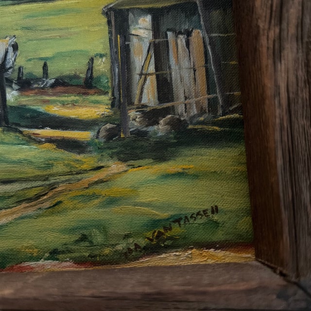 1970s 1970s Ida Van Tassell Original Farm Painting For Sale - Image 5 of 12