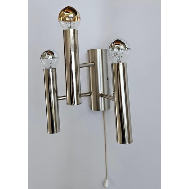 Silver Mid-Century Modern Wall Lamps by Gaetano Sciolari, 1970s, Set of 2 For Sale - Image 8 of 18