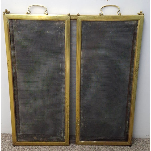 Victorian Solid Brass and Wire Mesh Fire Screen , Circa 1880s For Sale - Image 9 of 11