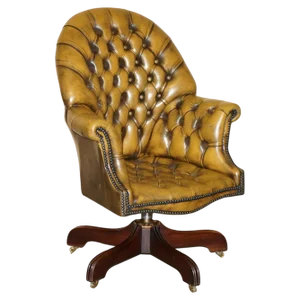Vintage Director's or Captain's Chesterfield Armchair in Brown Leather