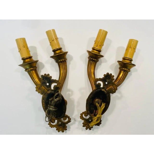 Art Deco Circa 1920's French Gilt Bronze Wall Sconce - A Pair For Sale - Image 3 of 6