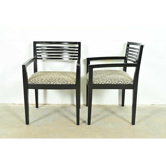 Knoll Postmodern Black Lacquered Ricchio Armchairs, Pair For Sale - Image 10 of 15