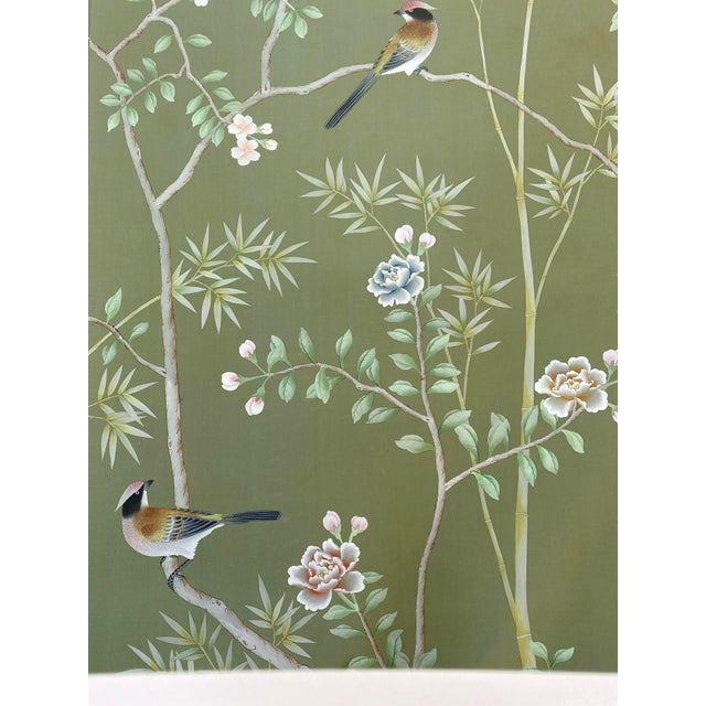 Textile Vintage Style Hand-Painted Chinoiserie Wallpaper For Sale - Image 7 of 9