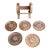 1970s Collection of Hand Carved Wooden Coasters With Holder - 6 pcs For Sale