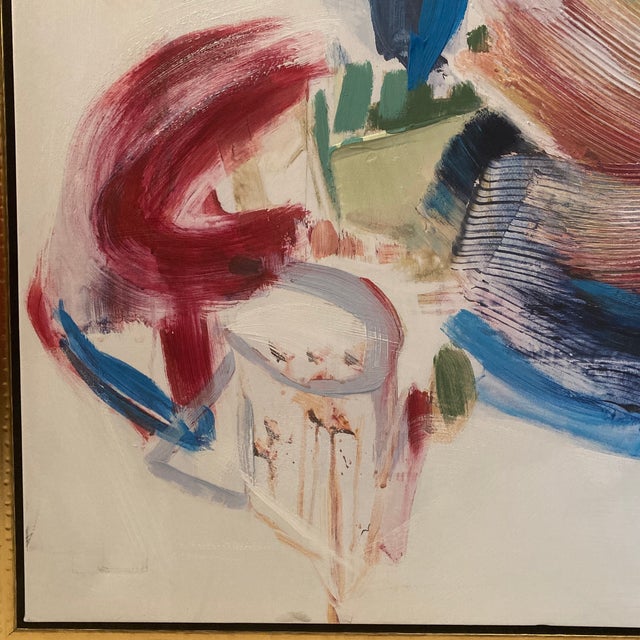 Abstract Mixed-Media Painting in Gold Floater Frame by Eveline Brodsky (Ukrainian-Canadian, B. 1964) For Sale - Image 6 of 12