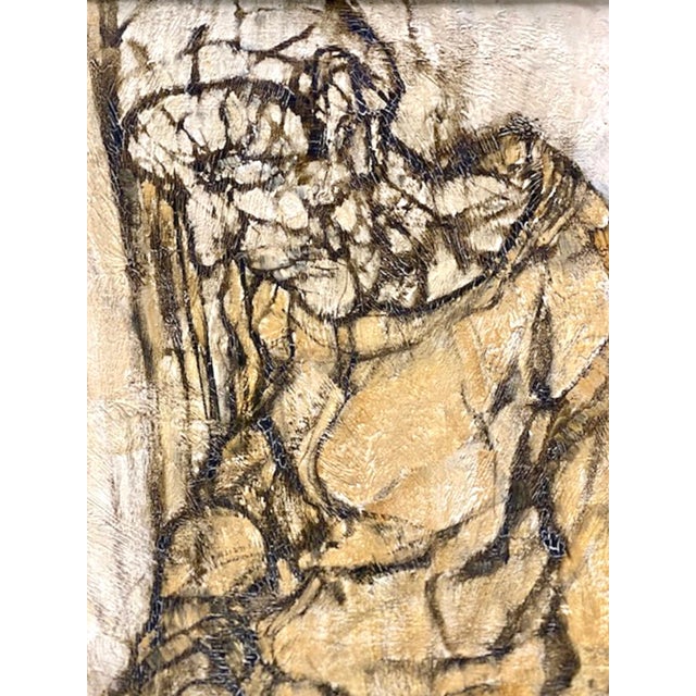 Modern Claude Weisbuch, Large French Figurative Expressionist Oil Painting Seated Figure Claude Weisbuch For Sale - Image 3 of 6