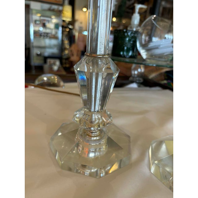 1930s Crystal Mantle or Boudoir Lamps - a Pair For Sale - Image 11 of 12