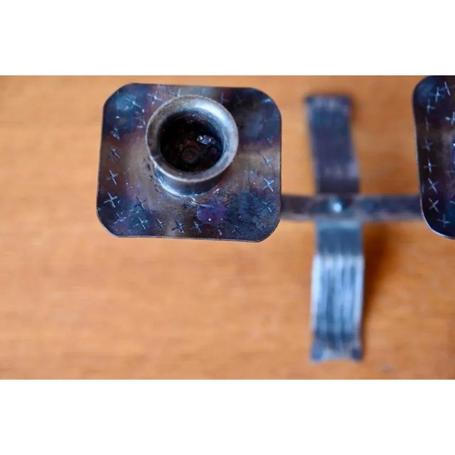 Metal Brutalist Brushed Metal Candleholder, 1970s For Sale - Image 7 of 11