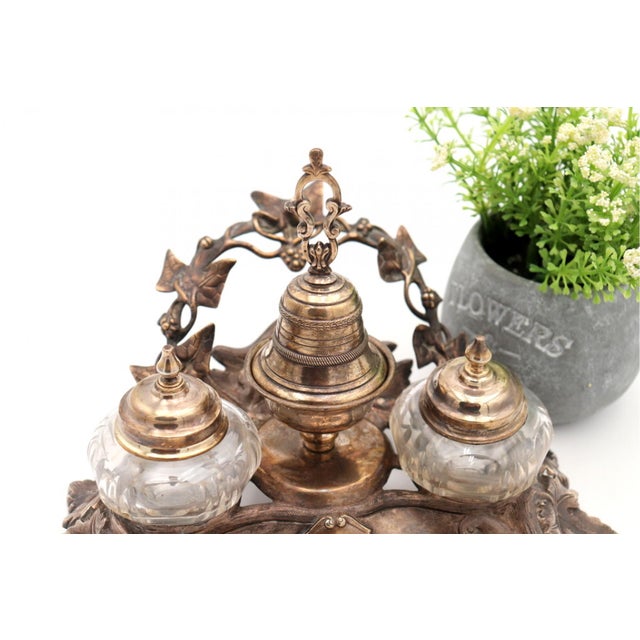 Silver Inkwell with Reliefs of Vines and Bunches For Sale - Image 4 of 7