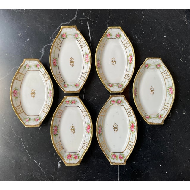 Traditional Antique Handpainted Nippon Porcelain Salt Cellars, Set of Six For Sale - Image 3 of 17