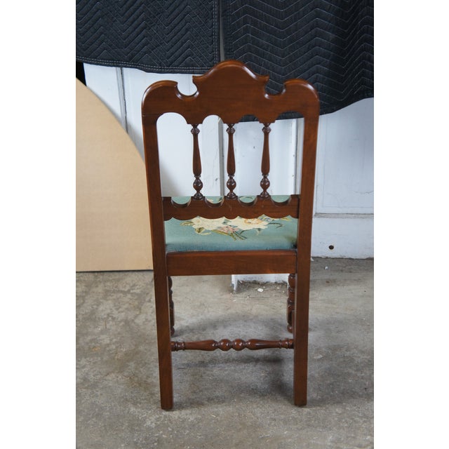 Antique Early 20th Century Michigan Chair Company Walnut Side Chair Embroidered Seat For Sale - Image 11 of 12