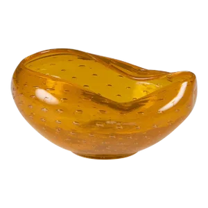 Pinched Orange Bubble Glass Bowl