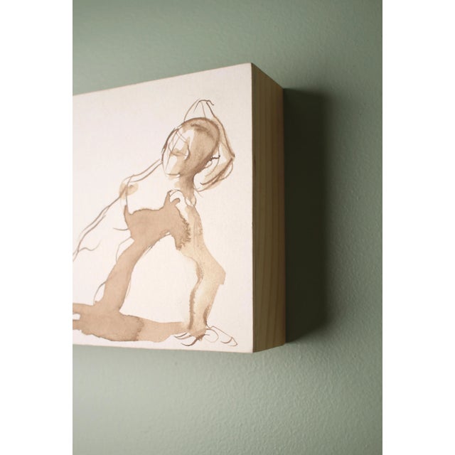 Michelle Arnold Paine Original Brown Ink Figure Drawing "Kneeling Reach" by Artist Michelle Arnold Paine For Sale - Image 4 of 6