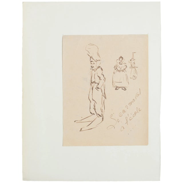 The Caricature is an original drawing in ink and pen realized by a French Anonymous artist of the XX century. Sheet...