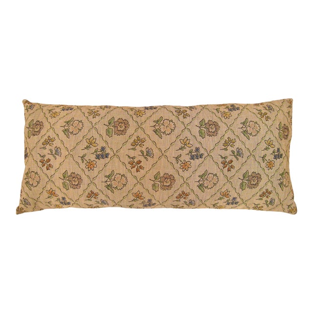 Decorative Antique Jacquard Tapestry Pillow with Floral Elements Allover For Sale