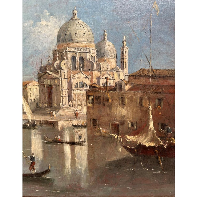 View of Venice with the Basilica of Santa Maria Della Salute, Oil on Canvas, 19th Century, Framed For Sale - Image 6 of 12
