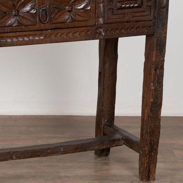 18th Century Rustic Portuguese Chestnut Console Table With Single Drawer For Sale - Image 17 of 18