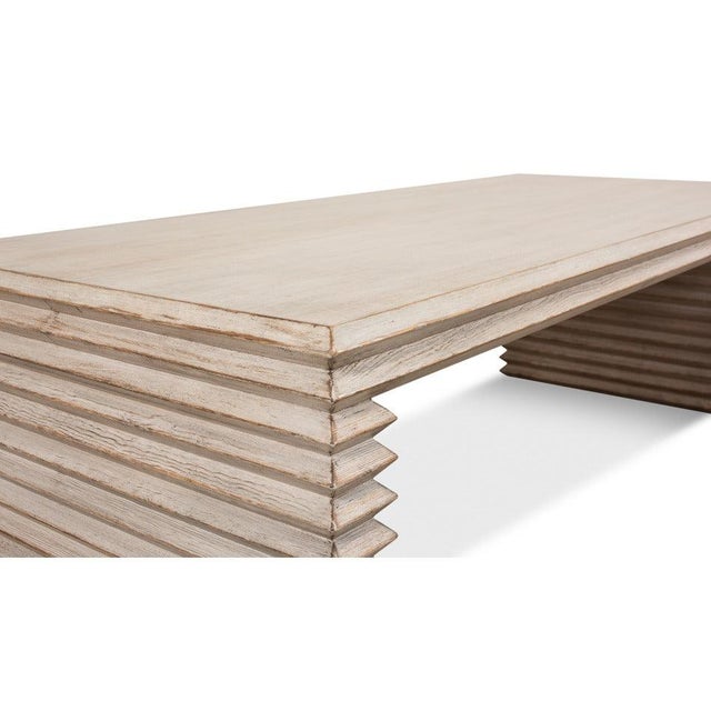Rustic Stacked-Plank Waterfall Coffee Table in Stone Grey For Sale In Raleigh - Image 6 of 9