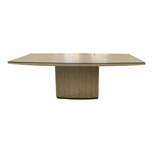 1980s Travertine Rectangular Pedestal Dining Table