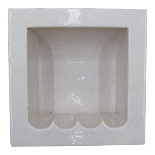 Vintage Square White Ceramic Fairfacts Co. Bathroom Soap Dish For Sale