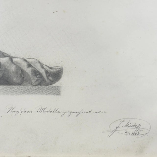 Early 19th Century F. Mucke, Pencil Drawing Feet, 1802, Pencil and Paper For Sale - Image 5 of 12
