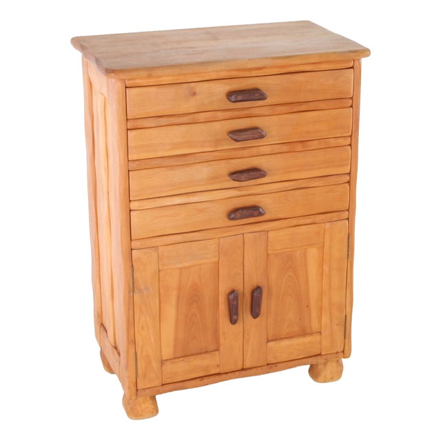 Small Carved Wood Chest of Drawers, 1980s For Sale
