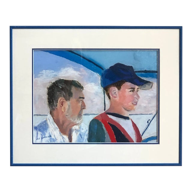 Late 20th Century Nautical Pastel Portrait Painting For Sale
