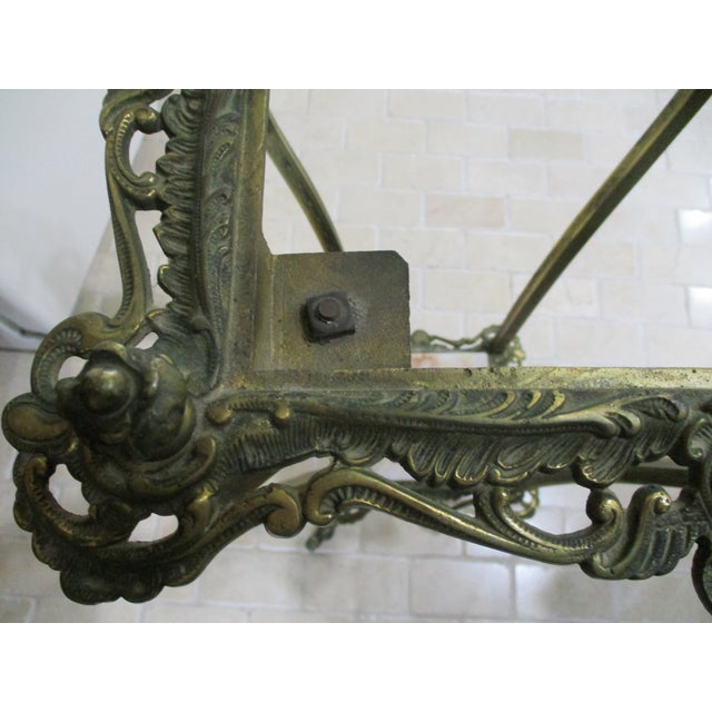 Antique Brass Marble Ornate Rococo Gueridon Candle / Plant Lamp Table Pedestal For Sale - Image 10 of 18